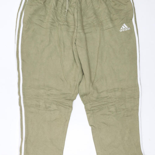 Adidas Men’s Green 2XL Jogger Trousers with White Stripes