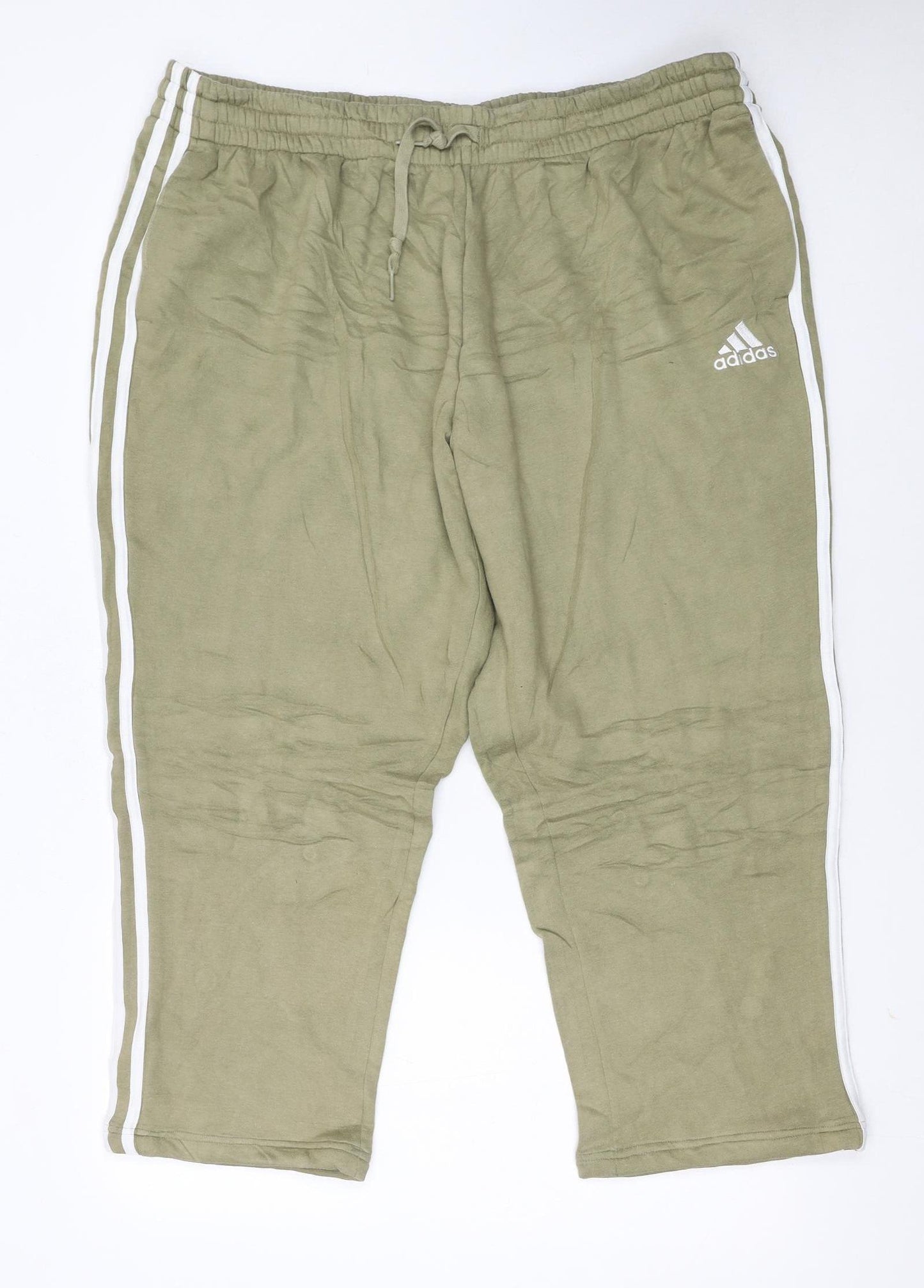 Adidas Men’s Green 2XL Jogger Trousers with White Stripes