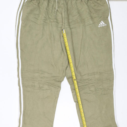 Adidas Men’s Green 2XL Jogger Trousers with White Stripes