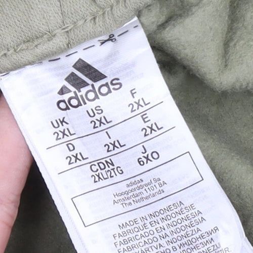 Adidas Men’s Green 2XL Jogger Trousers with White Stripes