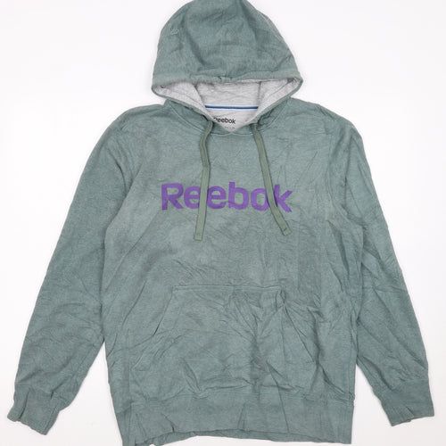 Reebok Women’s Green Pullover Hoodie Size M Logo Sweatshirt