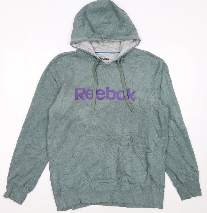 Reebok Women’s Green Pullover Hoodie Size M Logo Sweatshirt