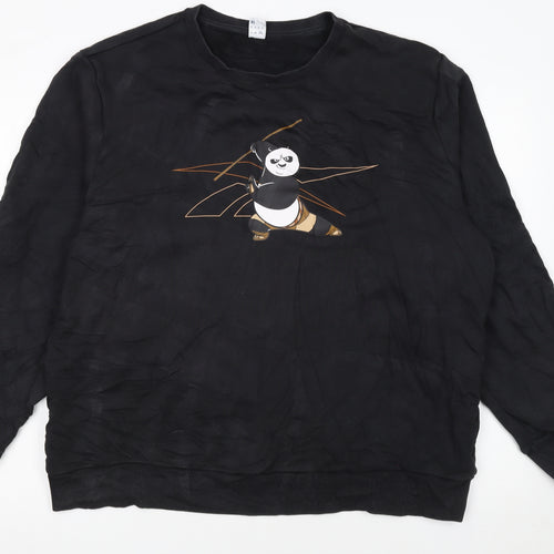 Reebok Men’s Black XL Crew Neck Graphic Sweatshirt Kung Fu Panda