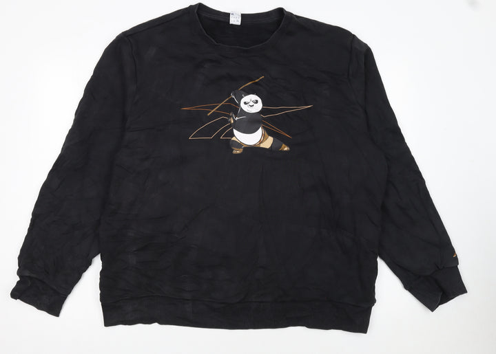Reebok Men’s Black XL Crew Neck Graphic Sweatshirt Kung Fu Panda