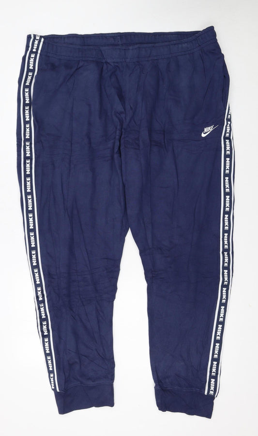 Nike Men's Blue 3XL Jogger Sweatpants with Logo Taping
