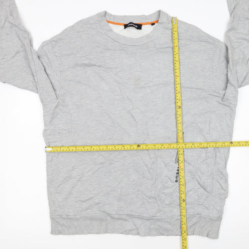 Diesel Men's Grey XL Crew Neck Logo Sweatshirt Pullover
