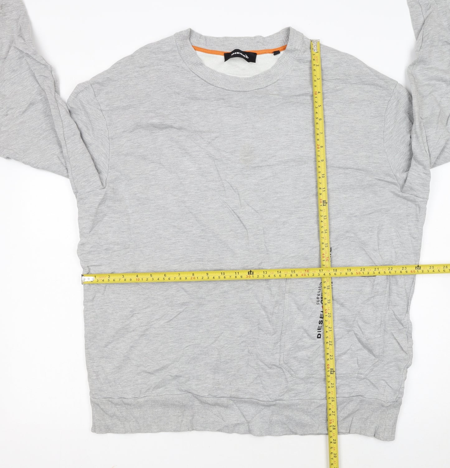 Diesel Men's Grey XL Crew Neck Logo Sweatshirt Pullover