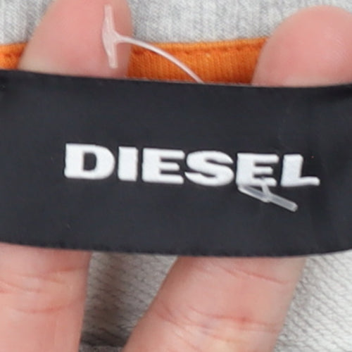 Diesel Men's Grey XL Crew Neck Logo Sweatshirt Pullover