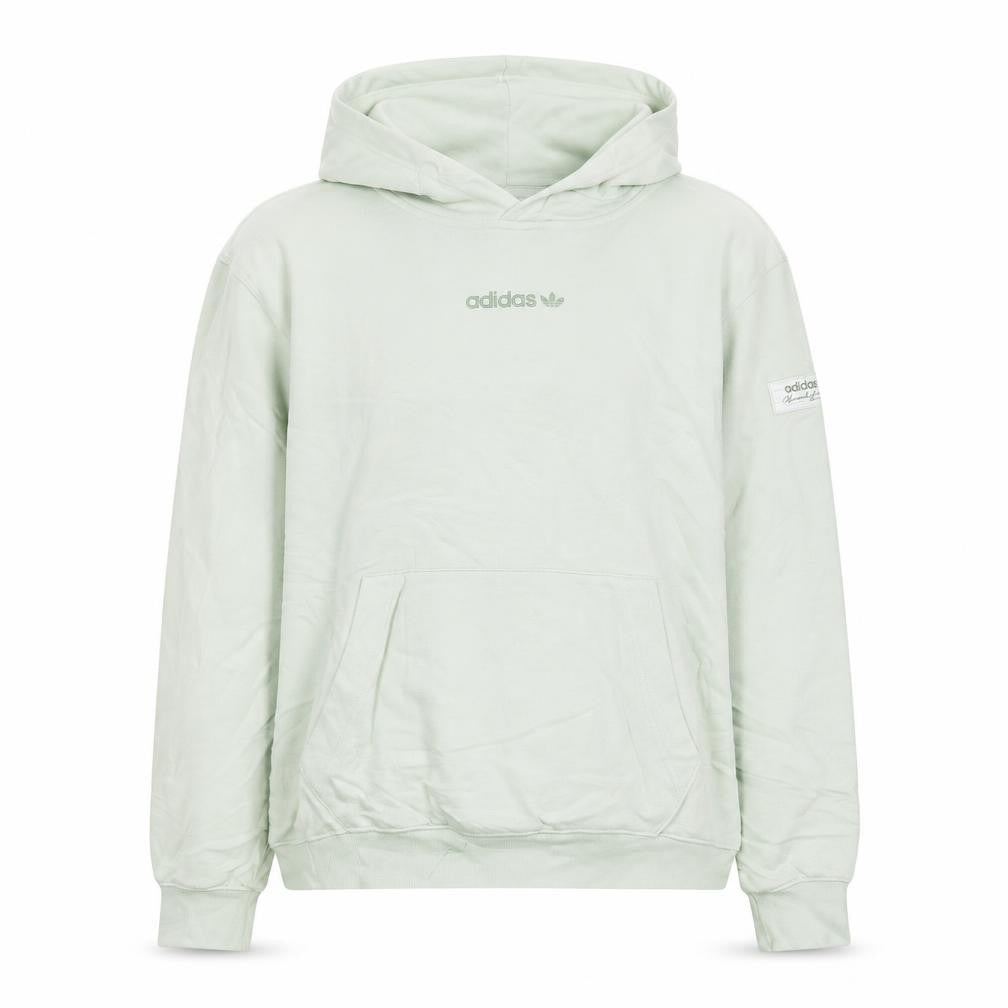 Front view of Adidas Women’s Mint Green Pullover Hoodie, size S, – Classic Logo Sweatshirt