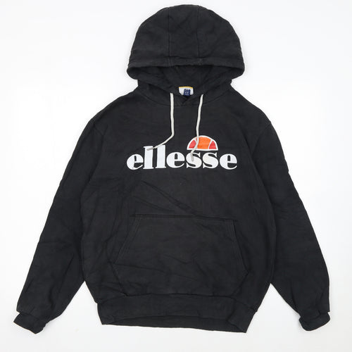 Ellesse Womens Black UK 12 Pullover Hoodie with Logo Front