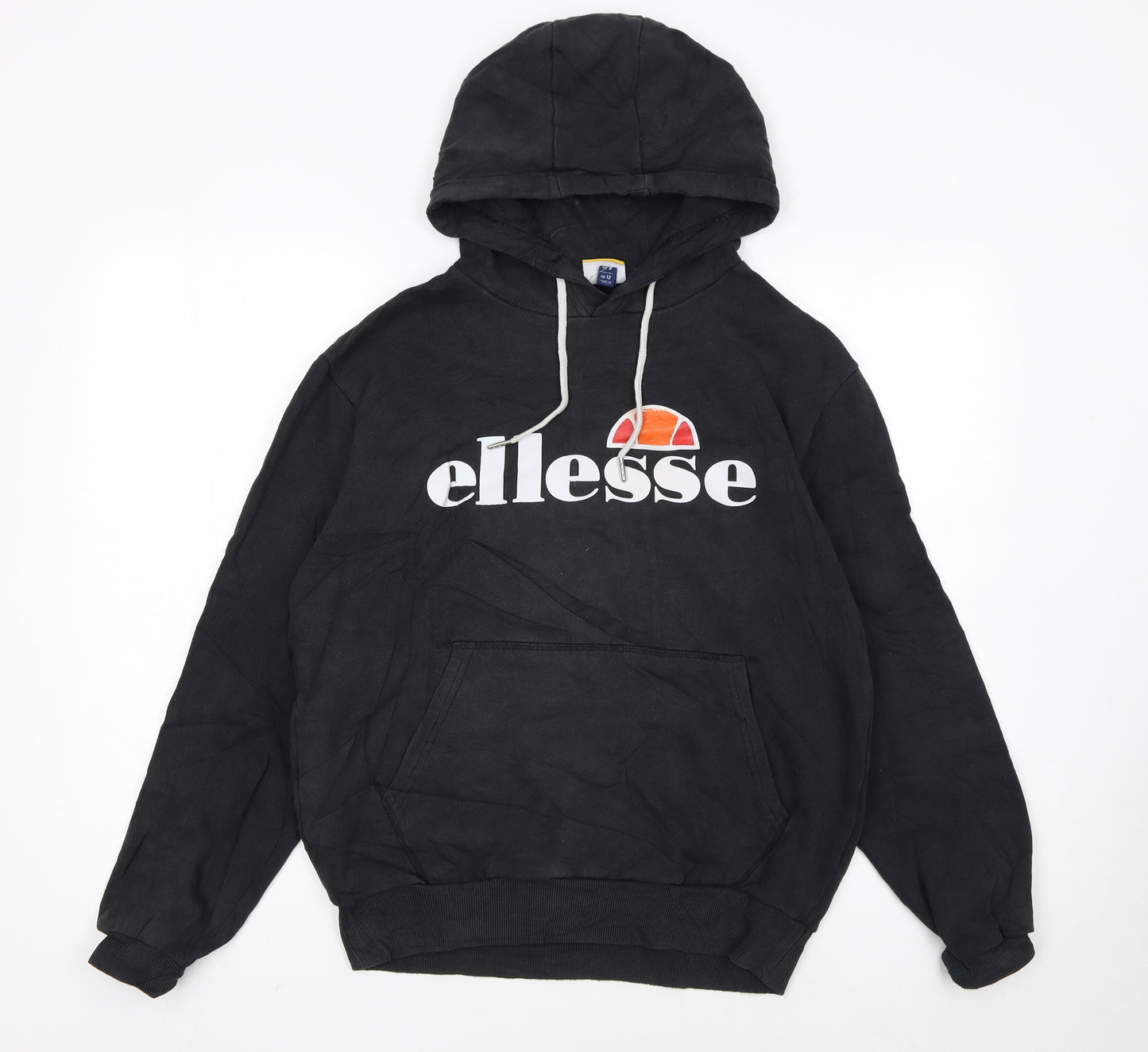 Ellesse Womens Black UK 12 Pullover Hoodie with Logo Front