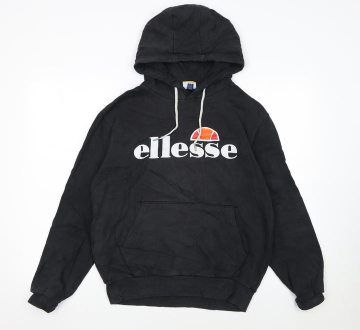 Ellesse Womens Black UK 12 Pullover Hoodie with Logo Front