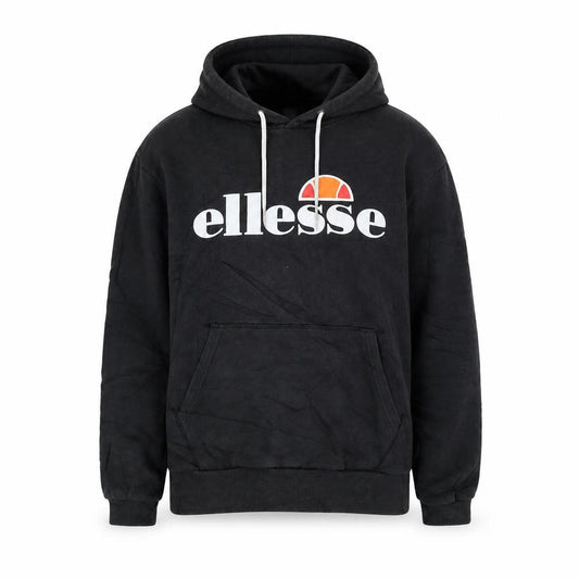 Front view of Ellesse women’s black uk 12 pullover hoodie with logo front