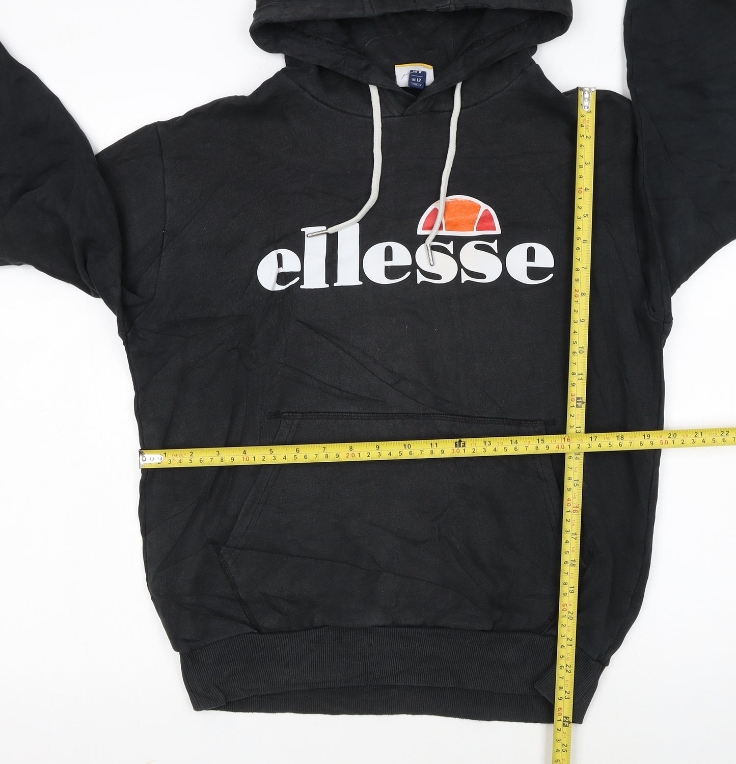 Ellesse Womens Black UK 12 Pullover Hoodie with Logo Front