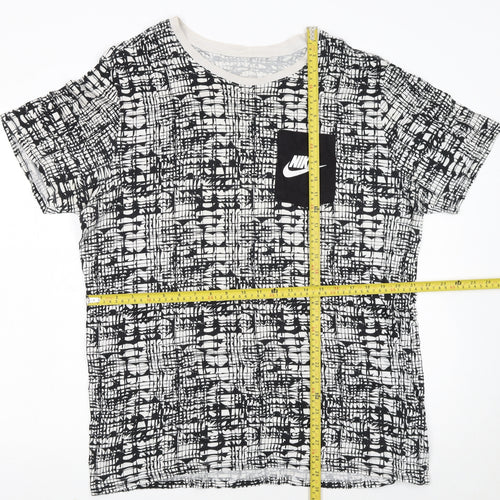Nike Men's Black White XL Geometric Print Crew Neck T-Shirt