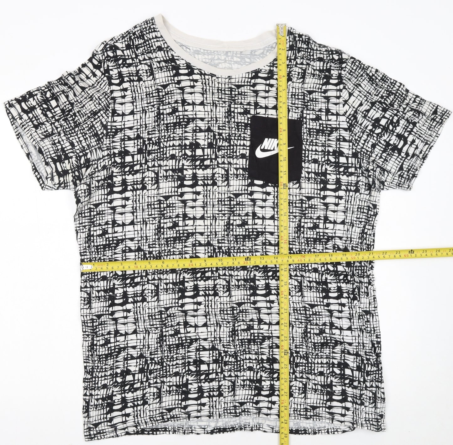 Nike Men's Black White XL Geometric Print Crew Neck T-Shirt