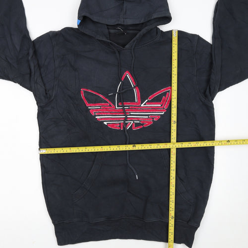 Adidas Women Black Large Pullover Hoodie with Logo Design