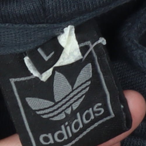 Adidas Women Black Large Pullover Hoodie with Logo Design