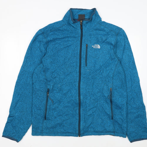 The North Face Men's Blue Fleece Full Zip Mid-Length Jacket Size L