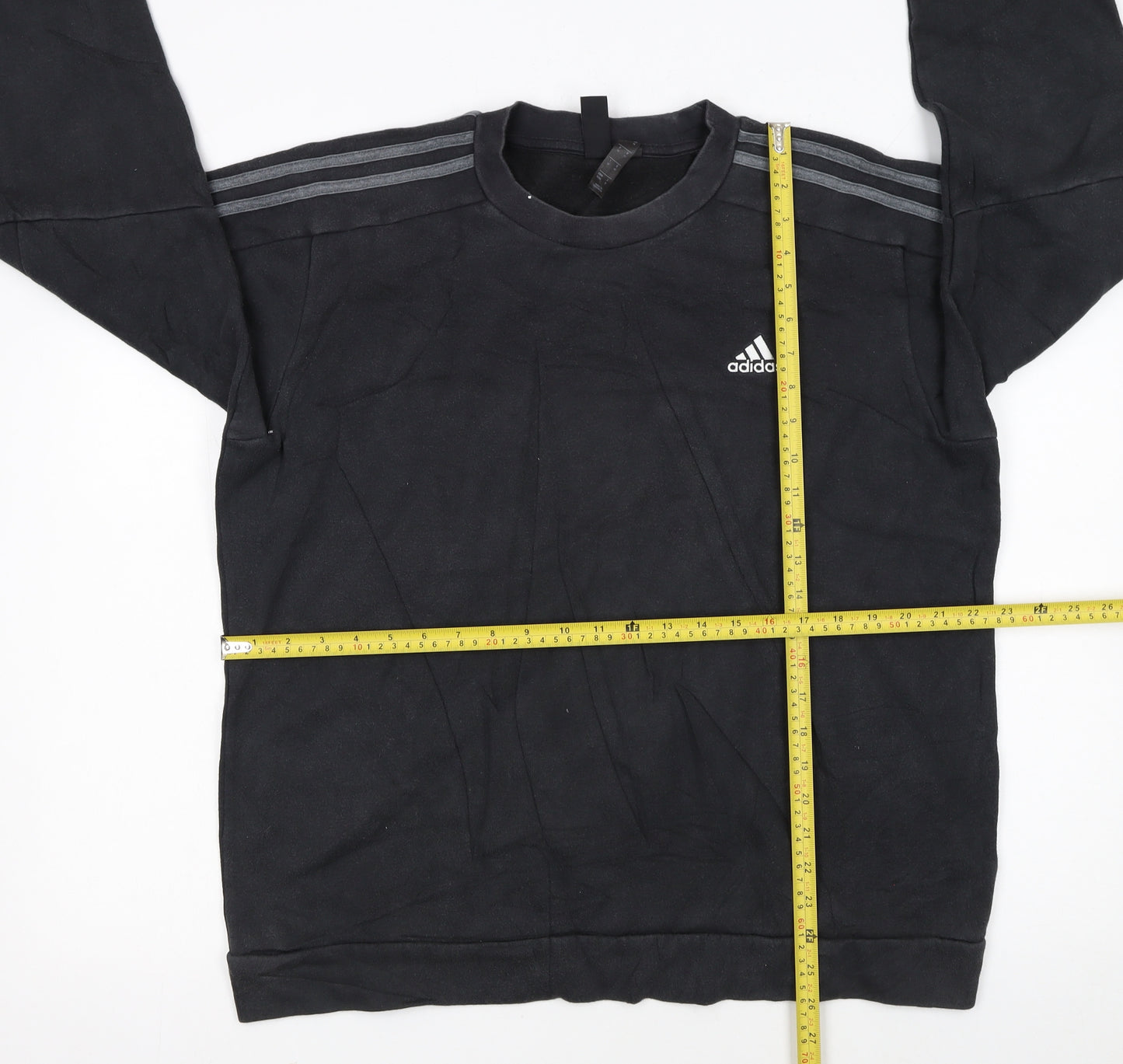 Adidas Men Black Crew Neck Pullover Sweatshirt M Sports Logo