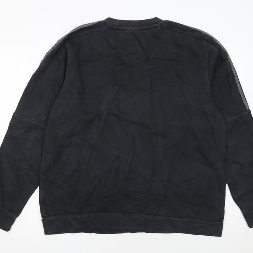 Adidas Men Black Crew Neck Pullover Sweatshirt M Sports Logo