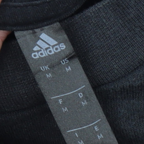Adidas Men Black Crew Neck Pullover Sweatshirt M Sports Logo