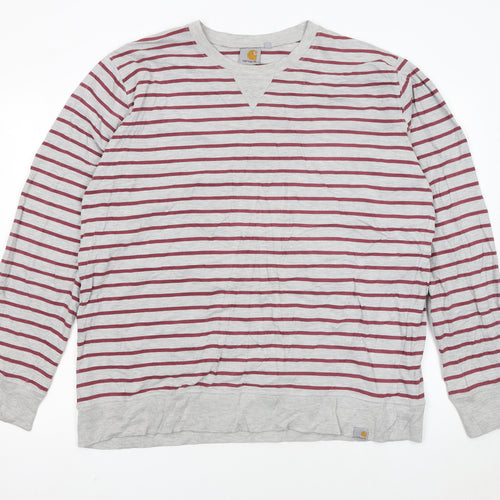 Carhartt Men’s Grey Striped XL Crew Neck Pullover Sweatshirt