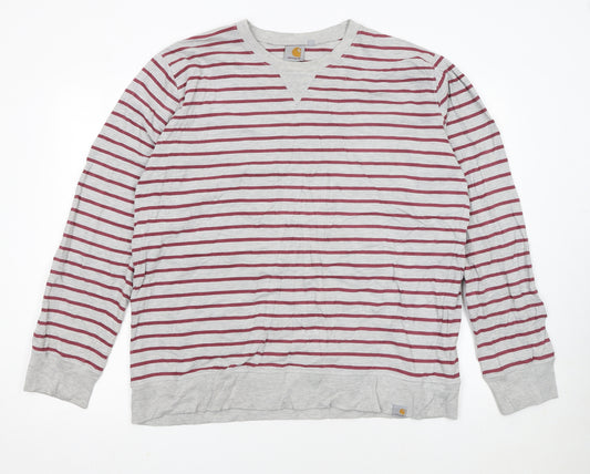 Carhartt Men’s Grey Striped XL Crew Neck Pullover Sweatshirt