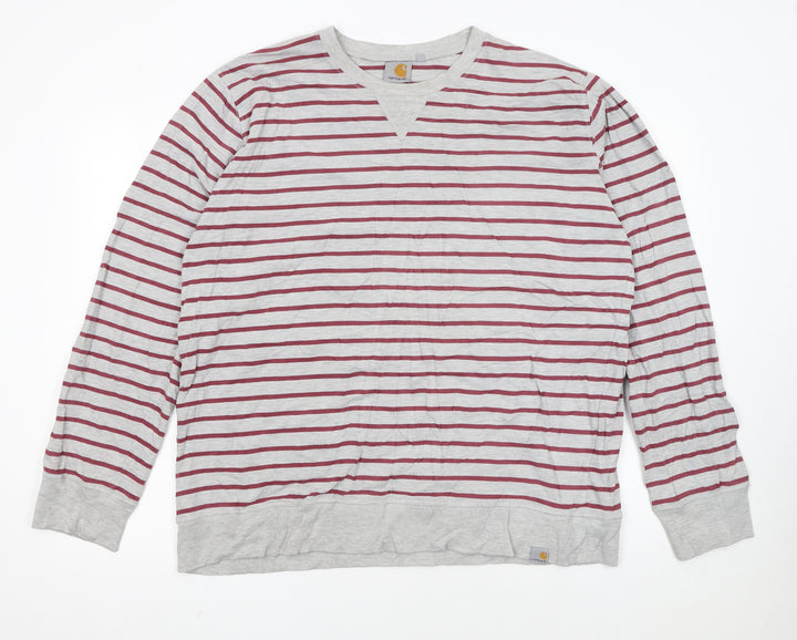 Carhartt Men’s Grey Striped XL Crew Neck Pullover Sweatshirt