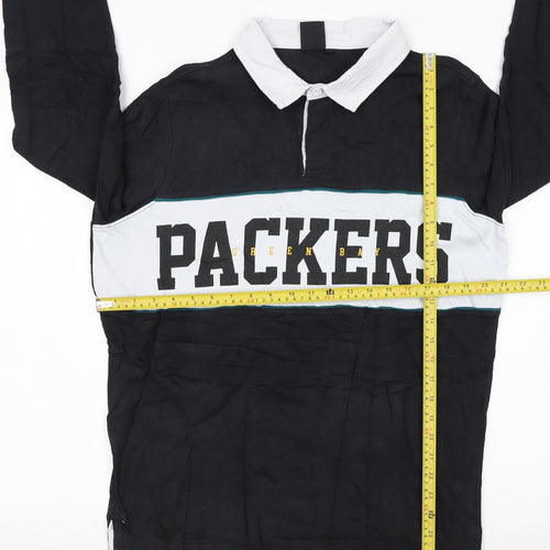 NFL Team Apparel Men's Black Long Sleeve Polo L Green Bay Packers