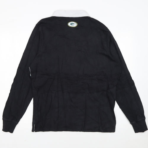 NFL Team Apparel Men's Black Long Sleeve Polo L Green Bay Packers