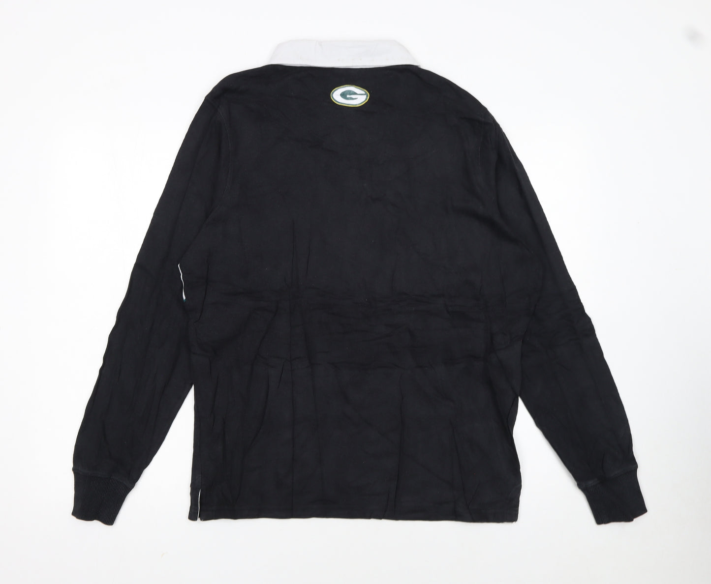 NFL Team Apparel Men's Black Long Sleeve Polo L Green Bay Packers