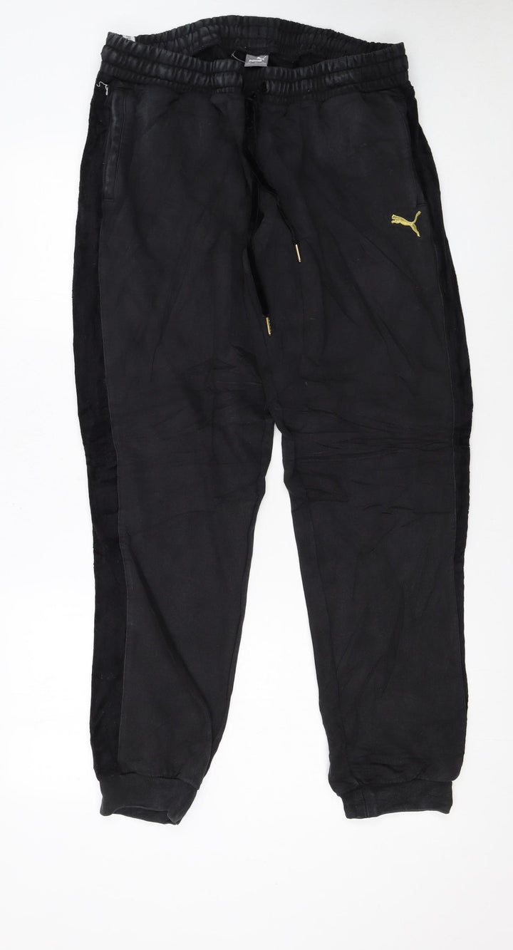 Puma Womens Black XL Jogger Trousers with Gold Logo