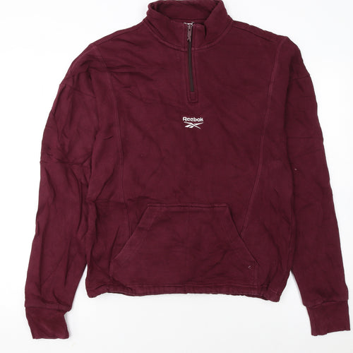 Reebok Womens Burgundy XS 1/4 Zip Pullover Hoodie Sweatshirt