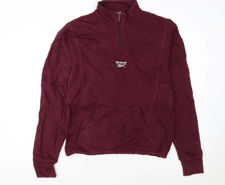 Reebok Womens Burgundy XS 1/4 Zip Pullover Hoodie Sweatshirt