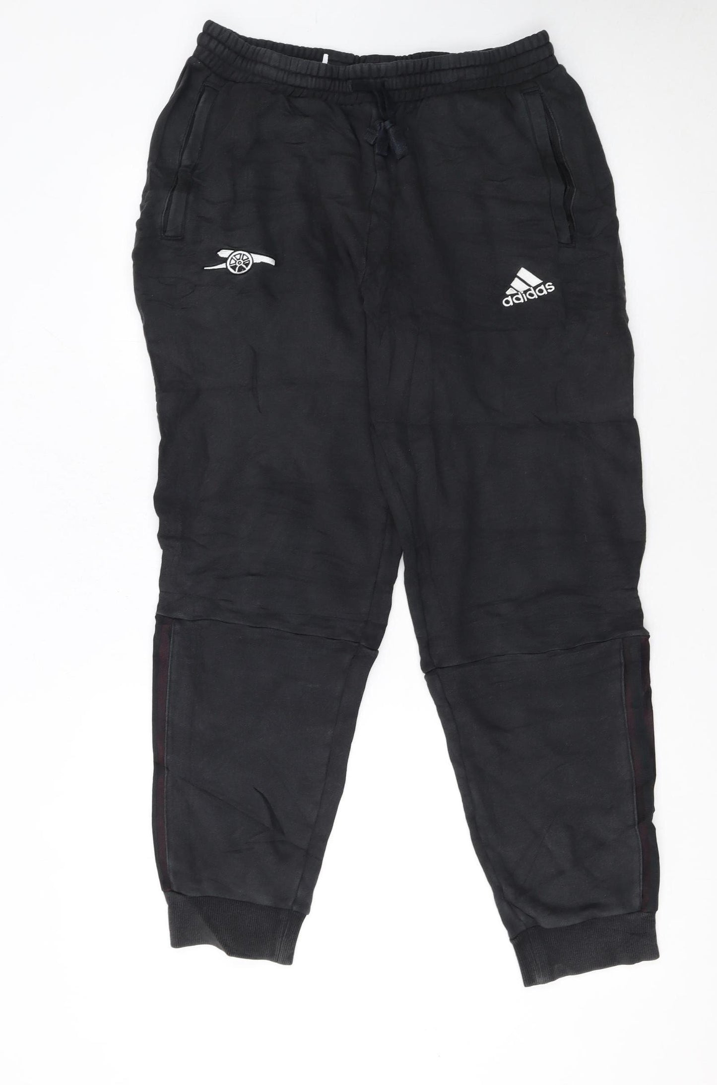 Adidas Men Black Arsenal Jogger Trousers Size M Fleece