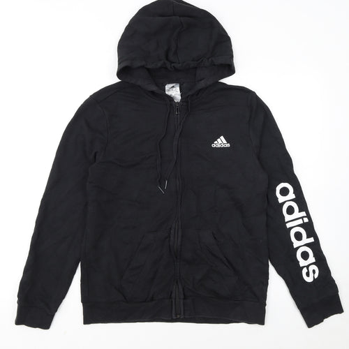 Adidas Womens Black Full Zip Hoodie Size 12-14 Cotton Blend