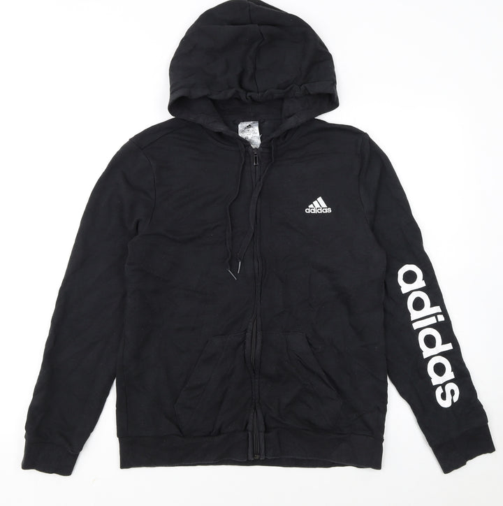 Adidas Womens Black Full Zip Hoodie Size 12-14 Cotton Blend