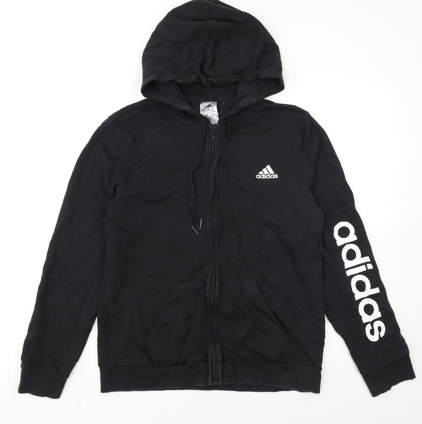 Adidas Womens Black Full Zip Hoodie Size 12-14 Cotton Blend