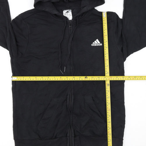Adidas Womens Black Full Zip Hoodie Size 12-14 Cotton Blend