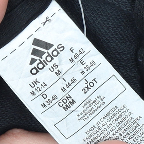 Adidas Womens Black Full Zip Hoodie Size 12-14 Cotton Blend