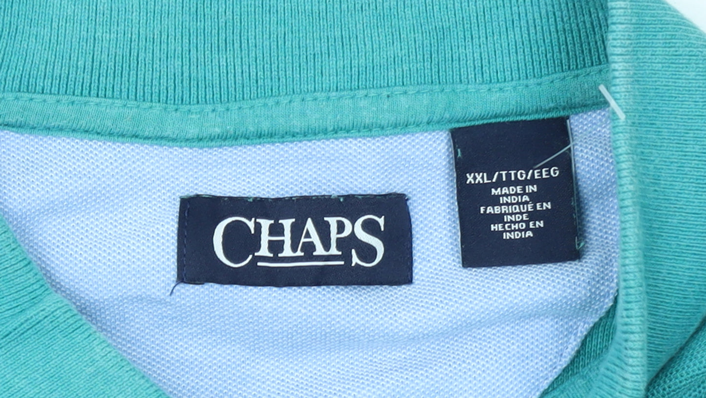 Chaps Men's Green 2XL Regular Fit Cotton Polo Shirt