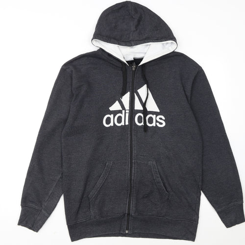 Adidas Mens Grey XL Full Zip Hoodie Fleece Sweatshirt