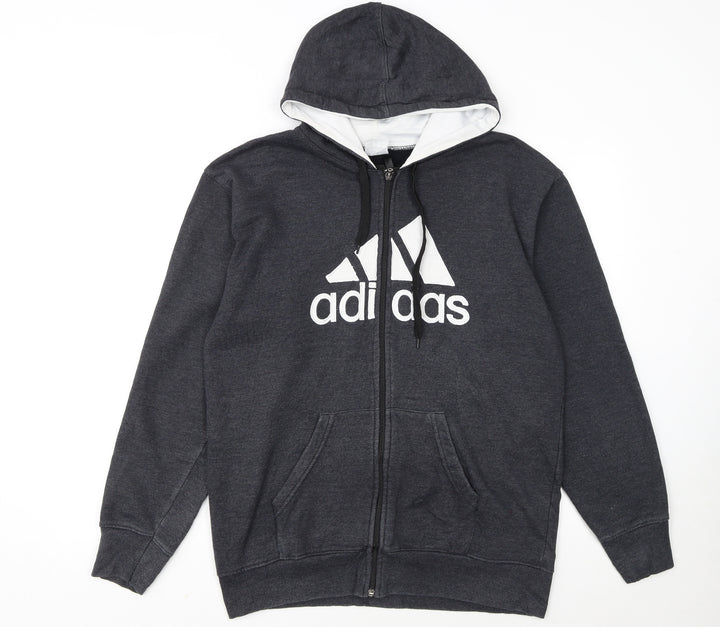 Adidas Mens Grey XL Full Zip Hoodie Fleece Sweatshirt