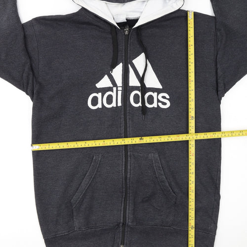 Adidas Mens Grey XL Full Zip Hoodie Fleece Sweatshirt