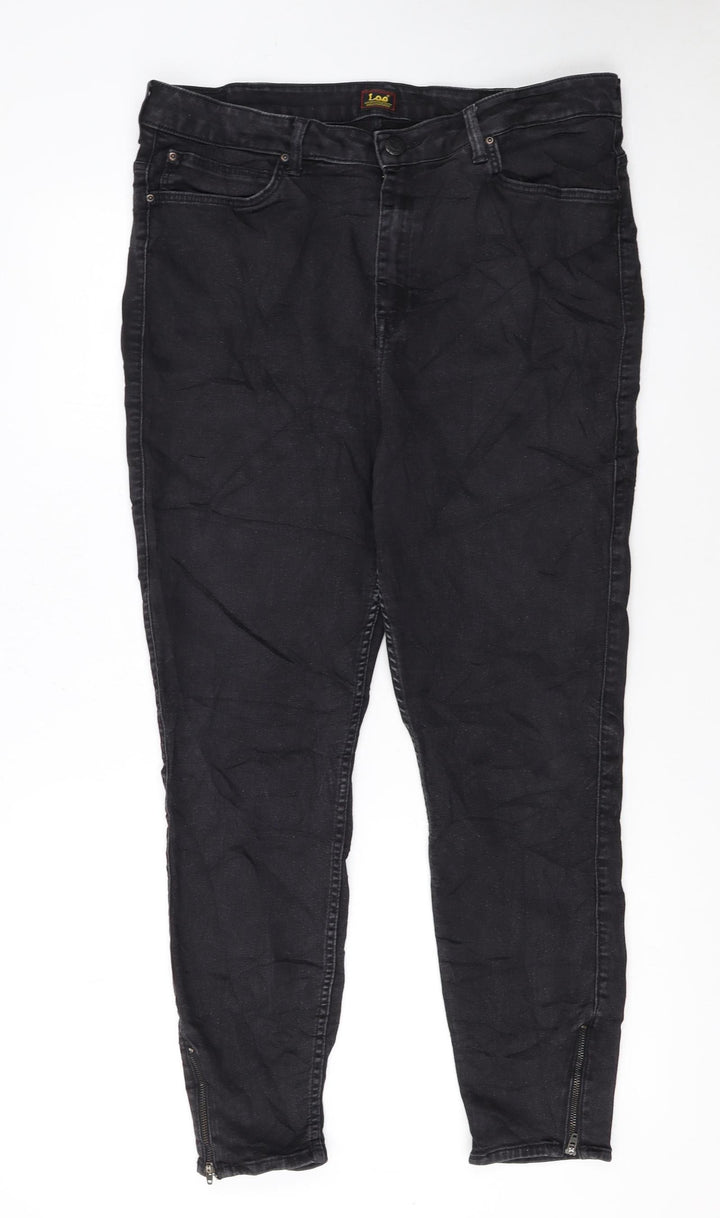 Lee Womens Black Scarlett High Zip Skinny Jeans Size 20
