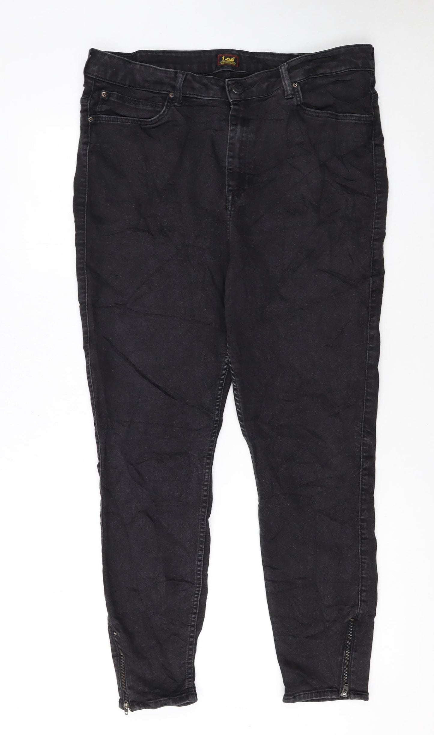 Lee Womens Black Scarlett High Zip Skinny Jeans Size 20
