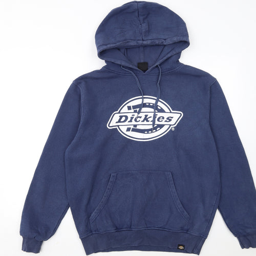 Dickies Men's Blue Pullover Hoodie M Logo Fleece Sweatshirt
