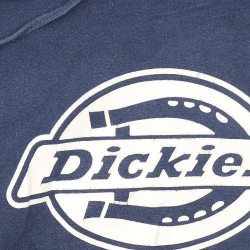 Dickies Men's Blue Pullover Hoodie M Logo Fleece Sweatshirt