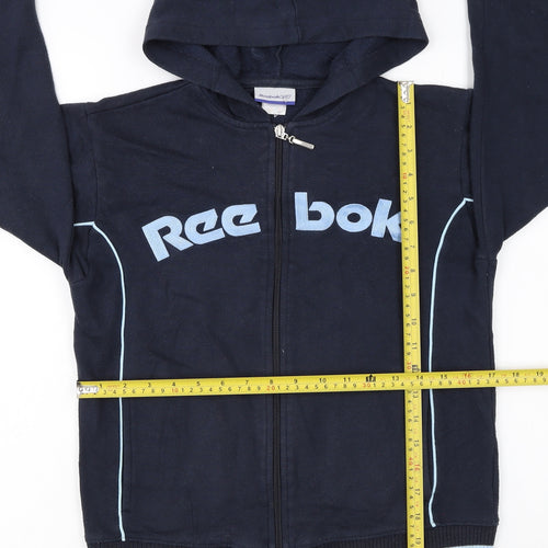 Reebok Women's Navy Full Zip Hoodie Size 10 Blue Logo Classic Fit